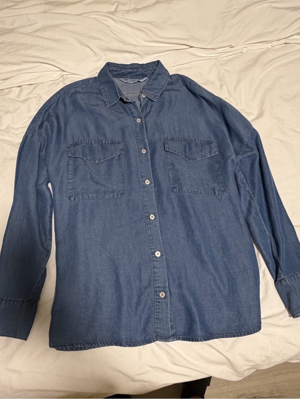 blue  Denim Button-Up Shirt